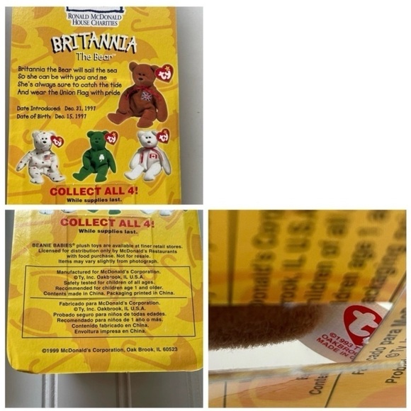 TY Beanie Babies Glory Maple Britannia Bear 1999 Tush Tag Error 1993 Set of 3 - Picture 8 of 12